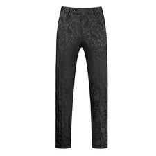MOGU Para hombres Jacquard Floral Vestido Esmoquin Traje Pantalones Calce Ajustado Talla 32 Negro