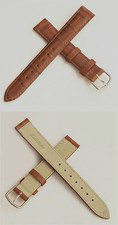 Correa de reloj de cuero auténtico de 16 mm marrón suave, estampado de cronograma