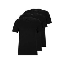 Paquete de 3 camisetas interiores de jersey con cuello en V de BOSS para hombre, noche negra, grandes EE. UU.