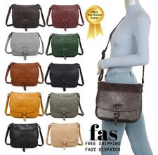 Damas Mujeres Correa Larga Bandolera Bolso Solapa Cuero Hombro Cartera Bolso de Mano