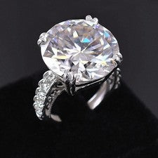 RARO Anillo de Diamantes Blancos Redondos Certificado 50 Ct Con Acentos Sin Tarifa
