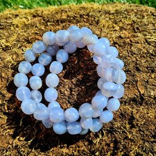 Pulsera Curativa Piedra Tumblestone Azul, Pulsera Calcedonia Azul