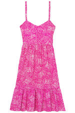 Vestido para mujer - Vestido floral estampado - Solero - 2XL - Rosa neón