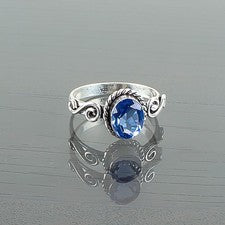 Anillo de plata de ley 925 con piedras preciosas de tanzanita hecho a mano anillo de joyería para regalo
