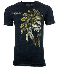 Camiseta para hombre AFFLICTION WINDTALKER NEGRA LAVA motociclista MMA