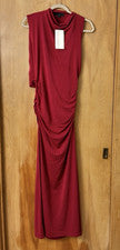Vestido midi largo drapeado acanalado sin mangas borgoña talla M de Zara para mujer nuevo con etiquetas