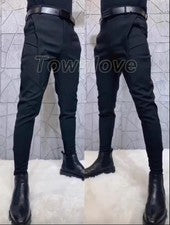 Para hombres Moda Jóvenes Coreanos Ajustados Calce Ajustado Lápiz Pantalones Informales Pantalones Cónicos