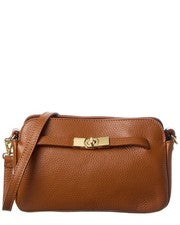 Bandolera italiana de cuero para mujer marrón