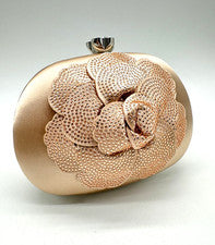 NINA Flores 3D Cristal Embellecido Flor Satén Mujer Bolso sin Mano - ROSA ROSA