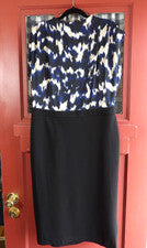 Vestido clásico para mujer Tahari azul blanco negro bloques de colores sin mangas talla S nuevo con etiquetas