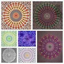 Pavo Real Mandala Colgante de Pared Tapiz Yoga Meditación Algodón Boho Decoración del Hogar
