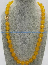 Collar facetado 10 mm topacio amarillo natural redondo perlas piedras preciosas 18-36"