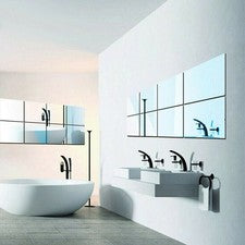 16 Piezas Pegatinas Decoración Pared Espejo 3D Cuadrado Calcomanía Extraíble Hogar Acrílico Arte Hágalo Usted Mismo
