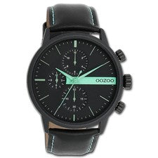 Oozoo reloj de pulsera para hombres Timepieces analógico cuero negro UOC11229