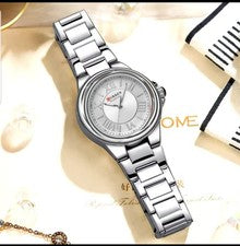 Plata relojes de mujer relojes de pulsera relojes de cuarzo analógicos relojes de acero relojes de lujo para mujer