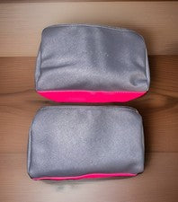 Lote de 2 bolsas de cosméticos Mally Beauty en gris/rosa con cremallera cerrada-nuevas/nuevas sin caja