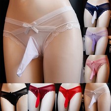 Todas las Temporadas Hombres Ropa Interior Calzoncillos Sexy Corneta Bolsa Moda Encaje Moño