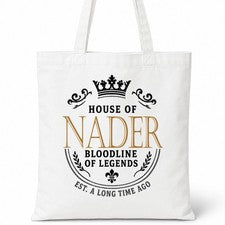 Bolso de Mano NADER Family Surname House Of White Algodón