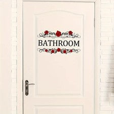Pegatina de pared de baño inglesa rosa roja pegatina de puerta baño decoración del hogar