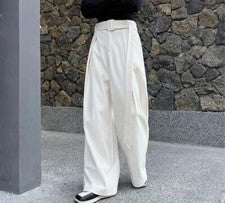 Para hombres Otoño Moda Informal Suelto Volantes Traje Pantalones Juvenil Fiesta Pierna Ancha Pantalones