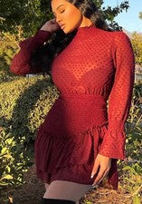 Moda Nova Sweet Like Me Mini Vestido Borgoña Para Mujer Talla Grande Nuevo Sin Etiquetas
