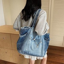 Bolso de mano informal de mezclilla para mujer Bolsos de mano Moda Carteras Bolsos de hombro