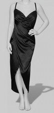 Vestido midi de satén brillante negro Bree talla XS de Rachel Rachel Roy para mujer