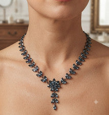 Collar de joyería de plata de ley 925 con piedras preciosas de topacio azul de Londres tamaño 17-18"