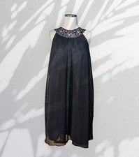 Mini Vestido LONDON TIMES $100 Negro Plata Lentejuelas CHIFFON Talla 6 Para Mujer Nuevo con Etiquetas
