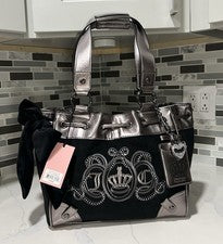 Juicy Couture Raro Negro Lovers Club Daydreamer Bolso Dijes Arcos Llaveros Nuevo con Etiquetas