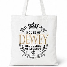 Bolso de Mano DEWEY Family Surname House Of White Algodón