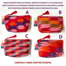 Bolso sin asas New World Traveler Dhaka tela cosmética Ikat Nepal hecho boho