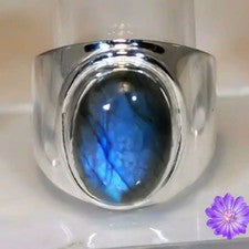 Anillo de plata de ley 925 con piedras preciosas de labradorita hecho a mano anillo de joyería para regalo