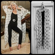 Maxi prendas exteriores con capucha diseño estampado negro transparente BLANCO para mujer OS