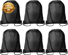 6 piezas mochilas negras con cordón bolsa de cuerda a granel bolsa de cincha paquete mochila de almacenamiento