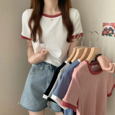 Camiseta Manga Corta Para Mujer Nueva Leggings de Verano Versión Coreana Ajustada Top Corto