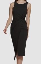 Vestido Vaina Pullover Crepé Buceo Frente Torcido Negro Guess Para Mujer Talla S
