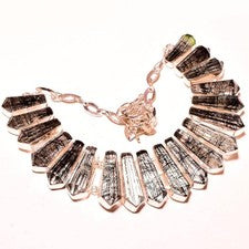 Collar de piedras preciosas con forma de lápiz de rutilo negro hecho a mano compromiso regalo joyería 18"