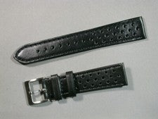 Correa de reloj de cuero de vaca de alta calidad negra perforada 18 mm hebilla de acero inoxidable 3118