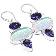 Pendiente de joyería de plata esterlina 925 con piedras preciosas de...