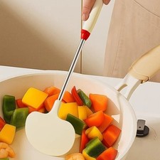 Utensilio de cocina Espátula de silicona Resistente al calor Ergonómico para mango Blanco