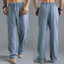 Moda Nuevos Pantalones Para Hombre Mezcla de Lino Nuevos Transpirables Sueltos Informales Pantalones Deportivos