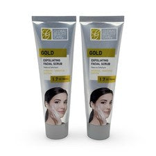 Lote 2 exfoliantes faciales exfoliantes dorados Global Beauty Care 1,7 oz hidratados nuevos