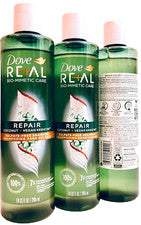 Champú 3 Count Dove Real Repair Coco y Vegano Queratina Sin Sulfato 10 OZ