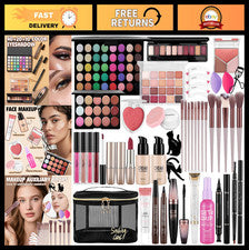 Kit completo de maquillaje para mujer - Base, paleta de sombras de ojos, pinceles, set de regalo