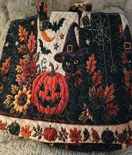 Bolso de Mano Halloween Jack O Linterna Gato Bruja Sombrero Estampado Caprichoso 17.5" X 15.5"