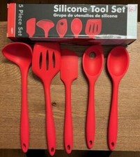 Juego de herramientas y utensilios de cocina de silicona Chef Craft, 5 piezas - rojo