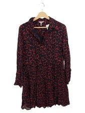 Vestido blusa EsQualo talla 38 negro floreado tira de botones