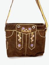 Bolso de mano de mujer bolso tradicional Dirndl bolsos trajes CUERO AUTÉNTICO / marrón oscuro