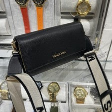 Michael Kors Grande Cremallera Alrededor Cartera Bandolera Bolso Negro Bolso de Mano Cartera Hombro